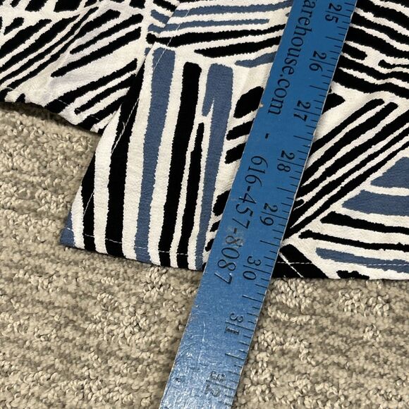 Ali Miles Top Shirt Womens Large Blue White Black Tunic 3/4 Sleeves Asymmetric - Picture 11 of 11